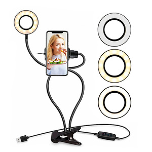 Aro de Luz 360° con Clip para Celular Misik ML309 / Negro / 61 cm