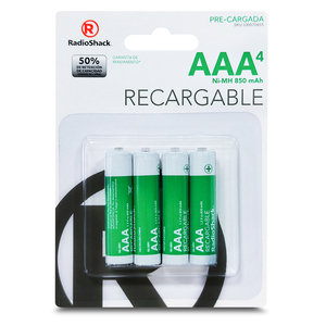 Baterías Recargables Ni MH AAA RadioShack / 850 mAh / 4 piezas 