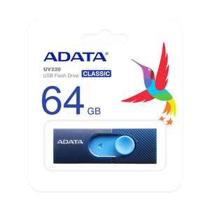 Memoria USB Adata AUV220 / 64 gb / Negro con azul