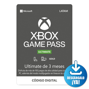 Xbox Game Pass Ultimate / Suscripción 3 meses / Xbox One / PC / Descargable