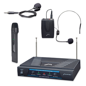 Kit de Micrófonos Inalámbricos VHF Mitzu 12 3057 / Negro