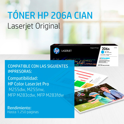 Tóner 206A W2111A HP Cyan 1250 páginas