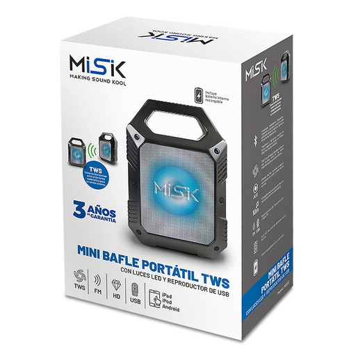 Mini Bafle Amplificado Misik MS202 / Bluetooth / Negro