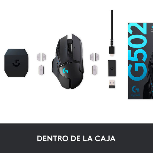 Mouse Gamer Inalámbrico Recargable Logitech G502 Lightspeed / Negro con azul / USB