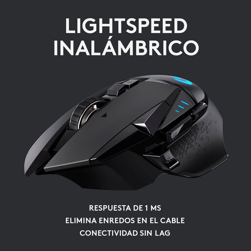 Mouse Gamer Inalámbrico Recargable Logitech G502 Lightspeed / Negro con azul / USB