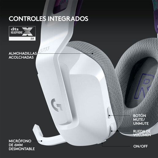 Audífonos Gamer Inalámbricos Logitech G G733 / PC / Mac / PlayStation 4 / Blanco