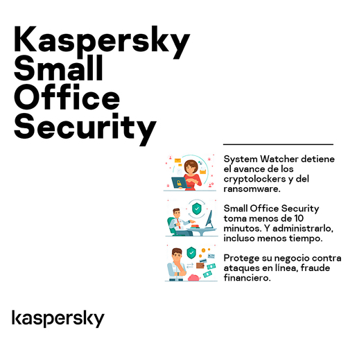 Antivirus Descargable Kaspersky Small Office Security / 2 años / 25 PC / 25 dispositivos móviles / 3 servidores de archivos