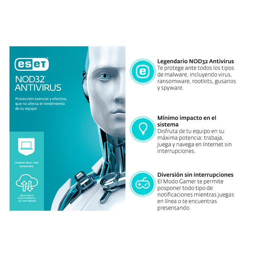 Antivirus Descargable ESET Nod32 / 1 año / 4 dispositivos