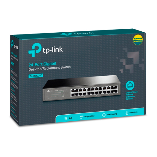 Switch Gigabit Ethernet Tp Link TL SG1024D / Negro / 24 puertos