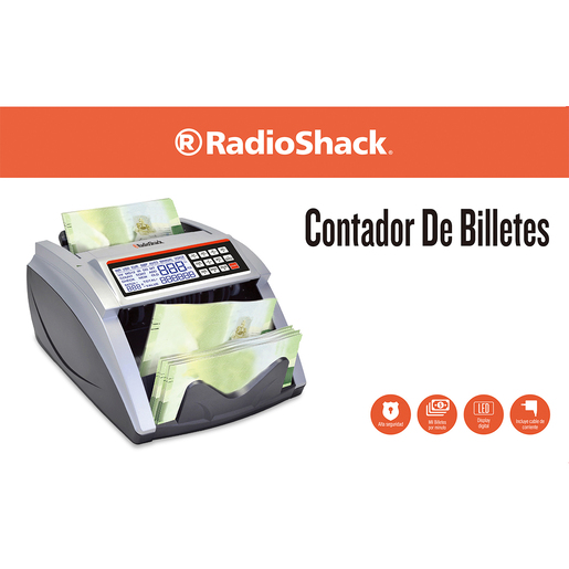 Contador de Billetes Automático con Detección de Falsificaciones RadioShack / Gris