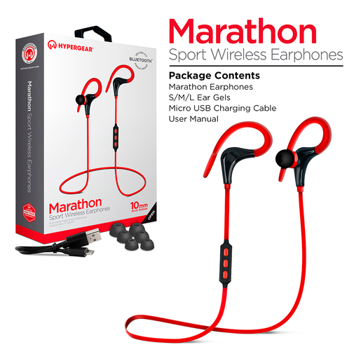 Audífonos Bluetooth Deportivos HyperGear Marathon / In ear / Rojo con negro