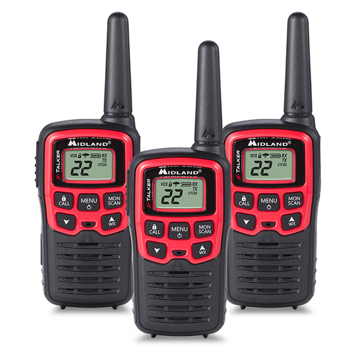 Radio de dos Vías Midland X Talker T31X3VP / 22 canales / 26 millas / Negro con rojo / 3 piezas