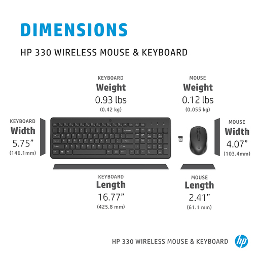 Teclado y Mouse Inalámbrico Hp 330 Negro