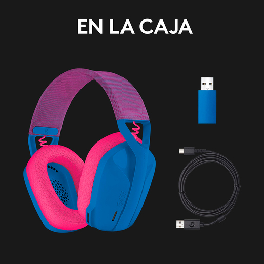 Audífonos Gamer Inalámbricos Logitech G G435 Lightspeed / PC / Mac / PlayStation 4 / PlayStation 5 / Bluetooth / Azul con rosa