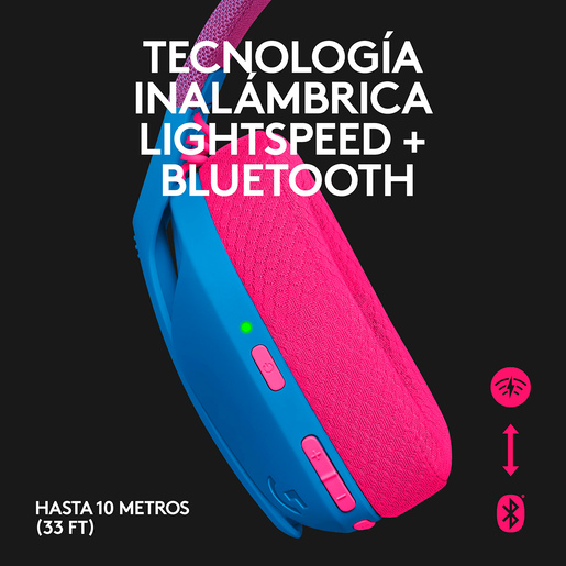 Audífonos Gamer Inalámbricos Logitech G G435 Lightspeed / PC / Mac / PlayStation 4 / PlayStation 5 / Bluetooth / Azul con rosa