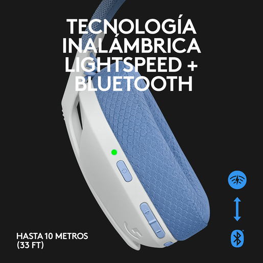 Audífonos Gamer Inalámbricos Logitech G G435 Lightspeed / PC / Mac / PlayStation 4 / PlayStation 5 / Bluetooth / Blanco con azul