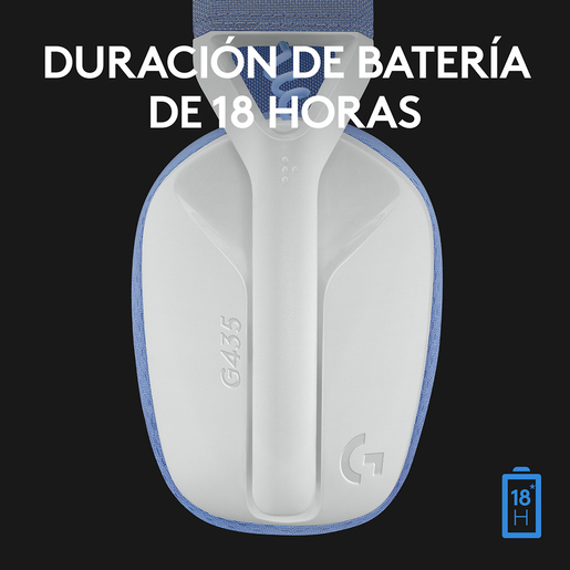 Audífonos Gamer Inalámbricos Logitech G G435 Lightspeed / PC / Mac / PlayStation 4 / PlayStation 5 / Bluetooth / Blanco con azul