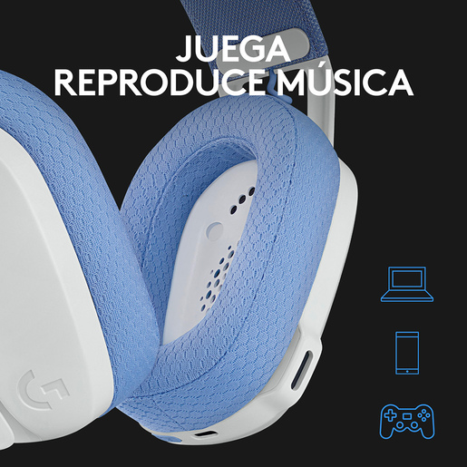 Audífonos Gamer Inalámbricos Logitech G G435 Lightspeed / PC / Mac / PlayStation 4 / PlayStation 5 / Bluetooth / Blanco con azul