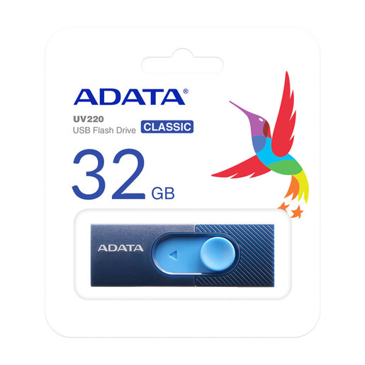 Memoria USB Adata AUV220 / 32 gb / Negro con azul