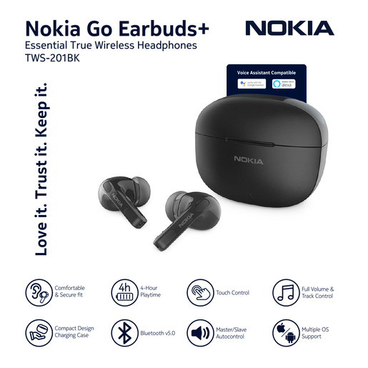 Audífonos Bluetooth Nokia Go Earbuds 201 True Wireless / In ear / Negro