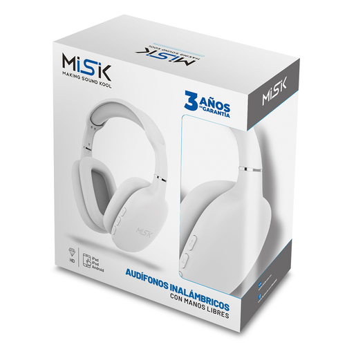 Audífonos Inalámbricos Bluetooth Misik BT MH624 / On ear / Blanco 