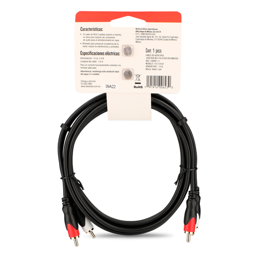 Cable de Audio 2 RCA a 2 RCA RadioShack 1.8 m Plástico