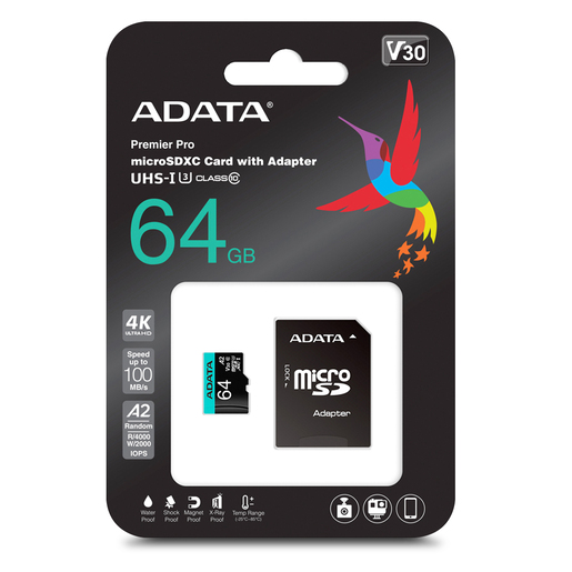 Memoria Micro SD con Adaptador Adata Premier Pro Clase 10 / SDXC / 64 gb 