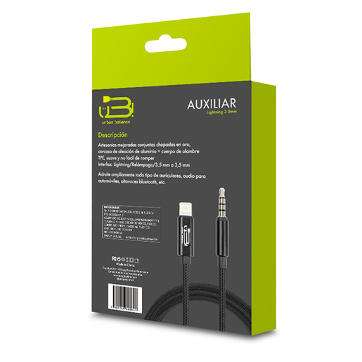 Cable Auxiliar a Lightning USB Urban Balance / 1 m / Negro