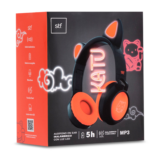 Audífonos Bluetooth Stuffactory Katu / On ear / Negro con naranja