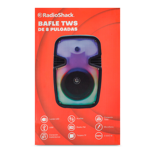 Bafle 8F22 RadioShack 8 pulg. Bluetooth USB Luz Frontal Flama