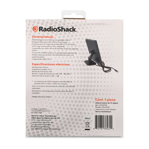 Antena Plana para TV Digital T806NA RadioShack Interior