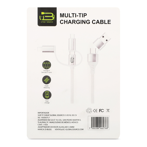 Cable de Carga Multi-5 en 1 Urban Balance 1.20 m Trenzado