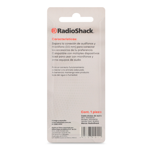 Cable de Audio Divisor 2 en 1 AUX05 RadioShack 20 cm