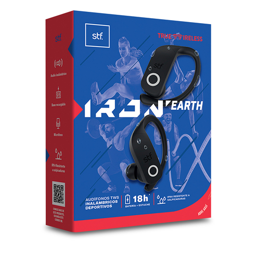 Audífonos Bluetooth Deportivos Iron Earth STF Negro