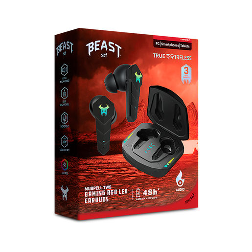 Audífonos Gamer Inalámbricos Muspell Beast STF Negro