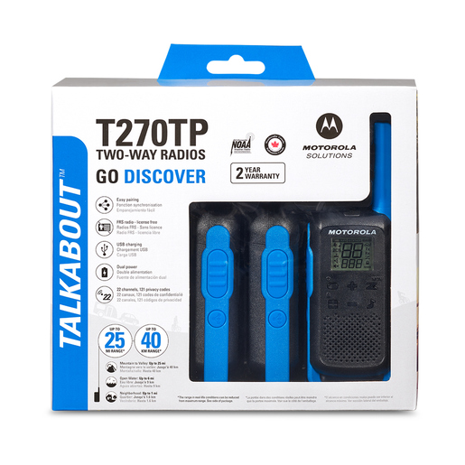 Radios de Dos Vías Talkabout T270 Motorola 22 canales 40 Km 3 piezas