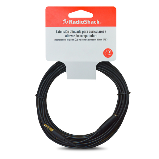 Extensión para Altavoz de Computadora 3.5 mm RadioShack / 6.09 m / Negro