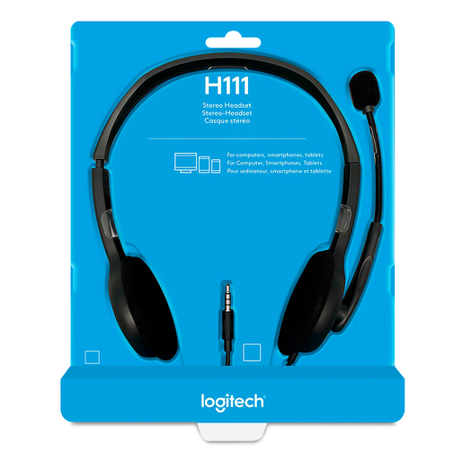 Diadema Alámbrica Logitech H111 / Ajustable / Negro