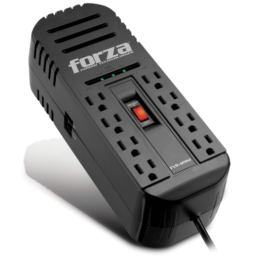 Regulador de Voltaje Forza FVR-1211M / 8 contactos / 1200 VA / Negro