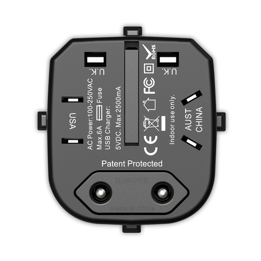 Adaptador Enchufe Universal Internaciónal de Viaje RadioShack / Negro