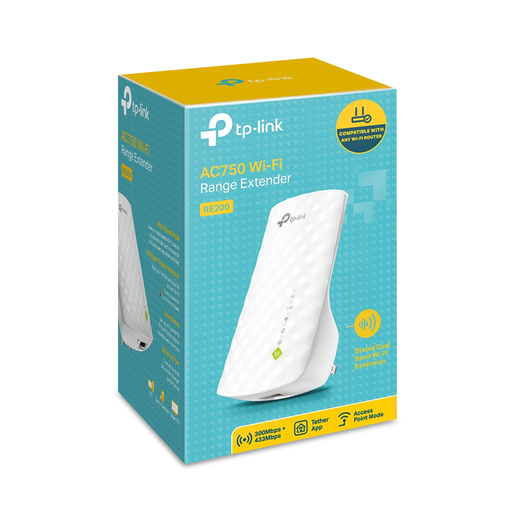 Extensor de Rango WiFi TP Link RE200 / 750 Mbps / 2.4 y 5 GHz / Blanco