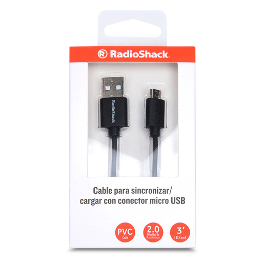 Cable USB a Micro USB RadioShack / 91.4 cm / Plástico / Negro