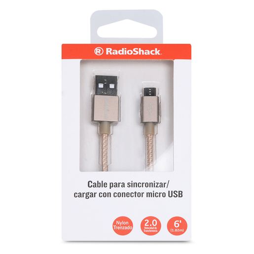 Cable USB a Micro USB RadioShack / 1.8 m / Trenzado / Oro