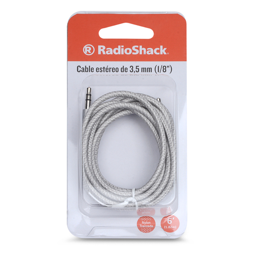 Cable Auxiliar 3.5 mm RadioShack / 1.8 m / Trenzado / Plata