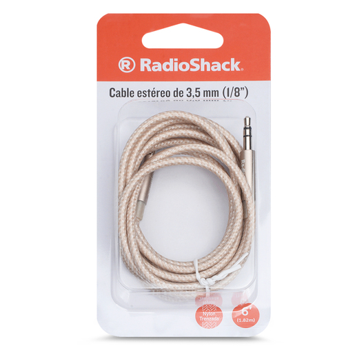 Cable Auxiliar 3.5 mm RadioShack / 1.8 m / Trenzado / Oro