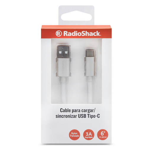 Cable USB a Tipo C RadioShack / 1.8 m / Plástico / Blanco