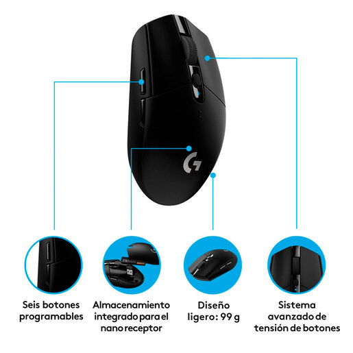 Mouse Gamer Inalámbrico Logitech G G305 / Negro / USB