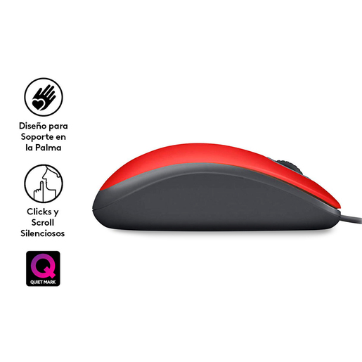 Mouse Almámbrico Logitech M110 Silent / Rojo / USB