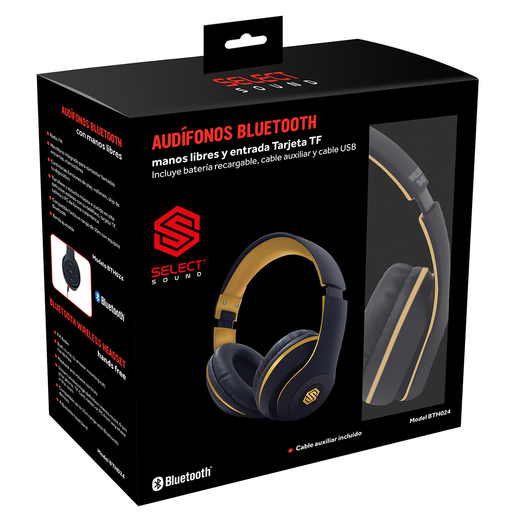Audífonos Bluetooth Select Sound BTH024 / On ear / Negro con amarillo