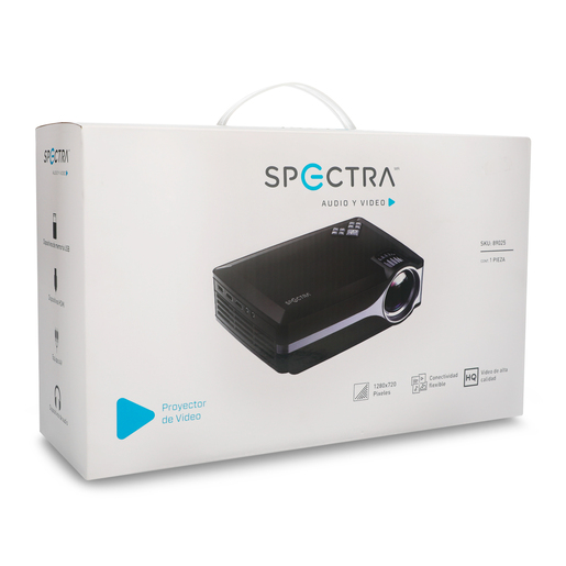 Mini Proyector HD Spectra J03 2500 Lúmenes 720px Negro